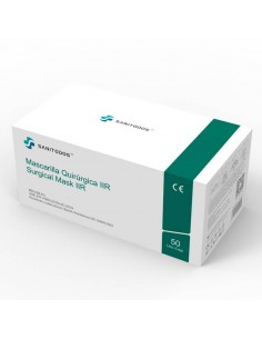 La siguiente fotografía muestra una caja de mascarillas quirúrgicas tipo IIR sin grafeno de la marca Global Long Health
